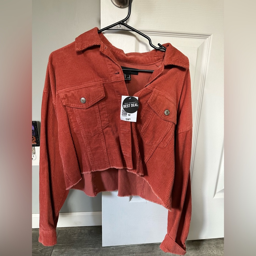 Rust Corduroy Cropped Jacket